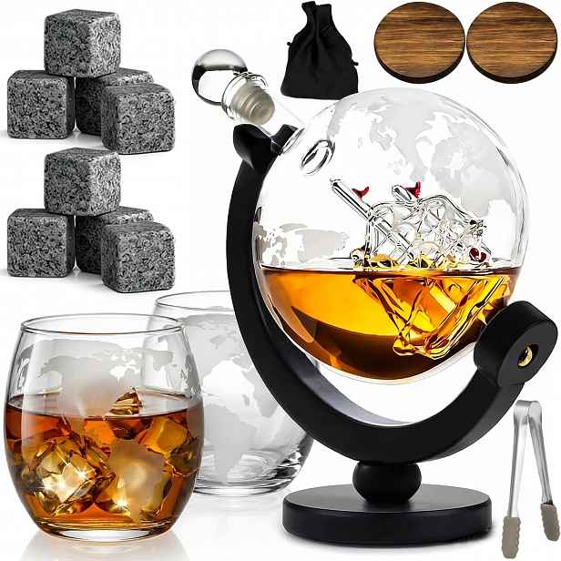 Sada Na Whisky Karafa Globus 2 Sklenice Dárek Pro Tátu Chlapa Manžela