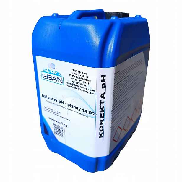Tekutina do bazénu Snížení pH Minus Balancer pH 14,9% 5L Bazén Jacuzzi Eban