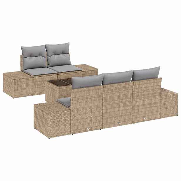 vidaXL Sada zahradních pohovek 6 ks Beige a šedá polyratan