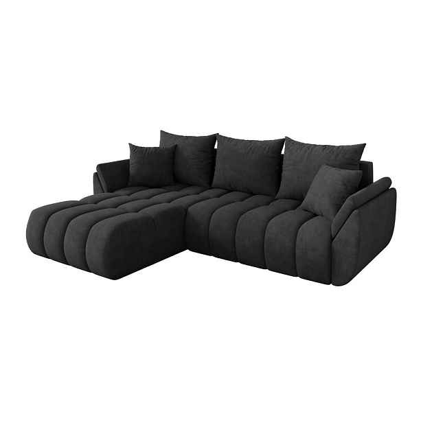 ALTDECOR ROHOVÁ SEDAČKA s funkcí spaní, otoman vlevo TOKO-L-v1 277x194x86 tmavě šedá velur