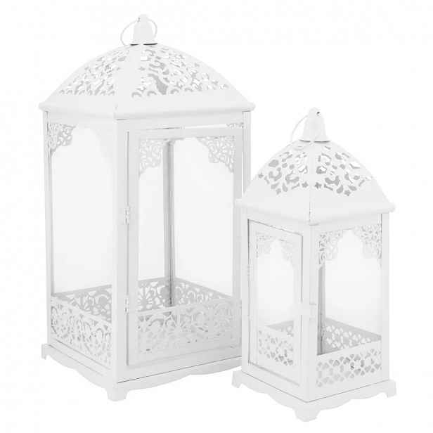 Lampiony lucerny Altom Design kovové bílé 31/42 cm, sada 2 ks