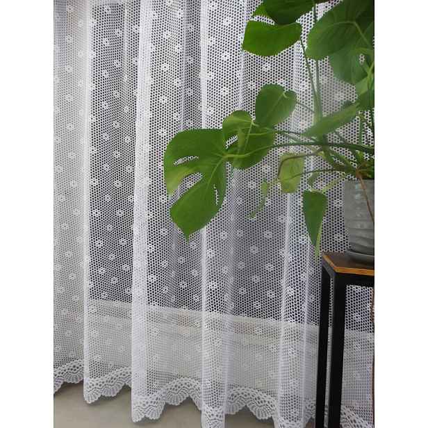 Mg Záclona 36215 medová plástev kvítky Bílá 200x250 cm Hotová S Páskou M