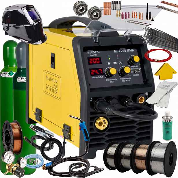 Svařovací stroj Magnum Mig 208 Mma Nv Mig/mag Fcaw Tig 200A 230V Igbt SET2