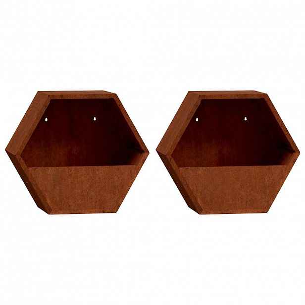 vidaXL Nástěnné květináče 2 ks rezavé cortenová ocel 30 x 10 x 25 cm