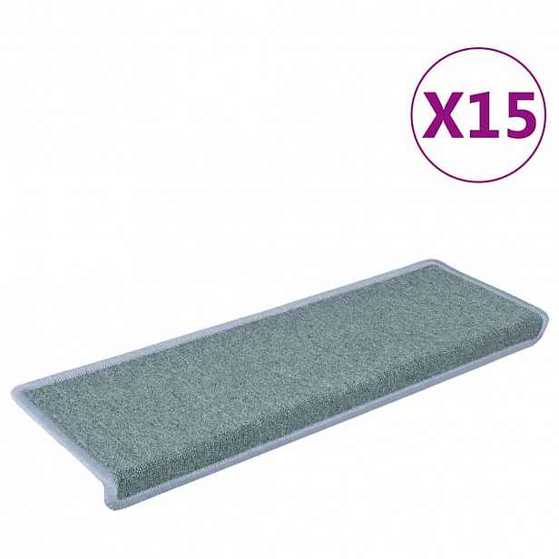 vidaXL Schodové rohože 15 ks 65 x 21 x 4 cm mořská modrá s obdélníkovým okrajem