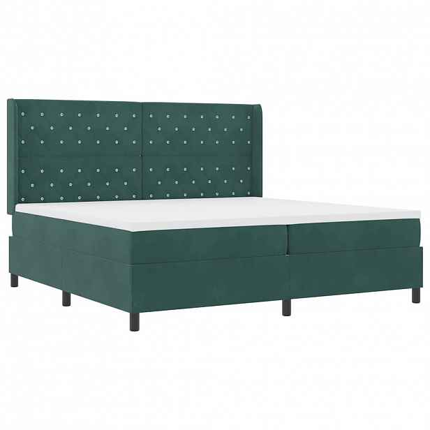 vidaXL Postel s boxspringem s matrací Tmavě zelená 200 x 200 cm samet