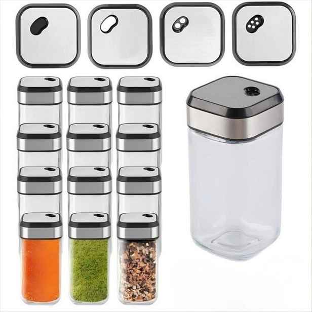 5Five® Hranatá skleněná kořenka s multifunkčním nerezovým víčkem INOX, 100ml