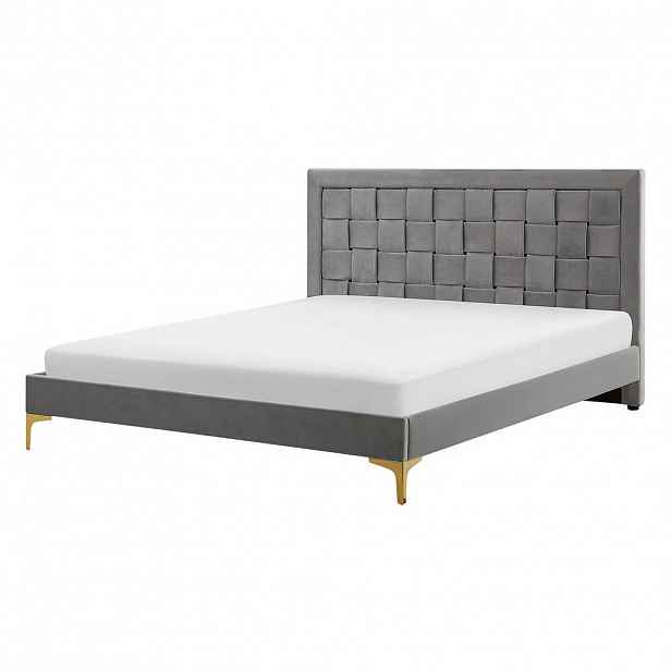 Beliani MANŽELSKÁ POSTEL 140/200 cm Šedá Limoux