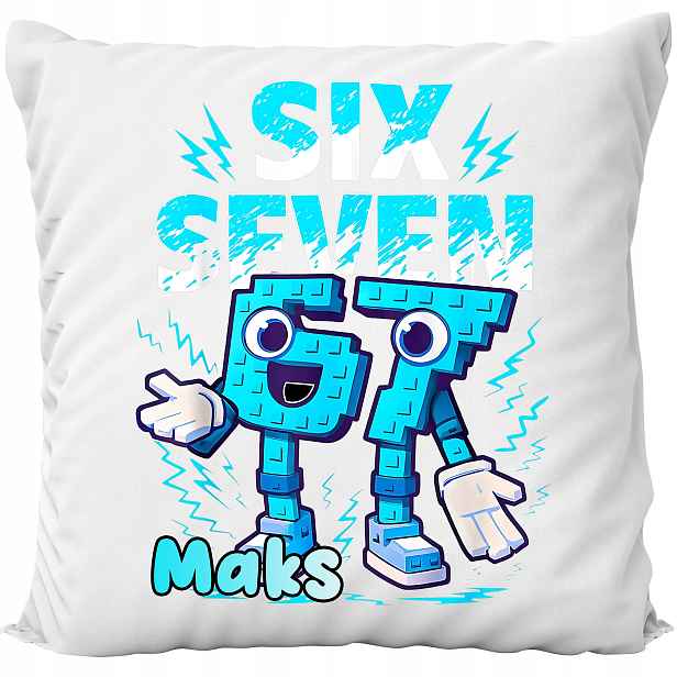 Polštář Bílý Six Seven 67 Brain Rot Sigma Trend Dárek Jméno