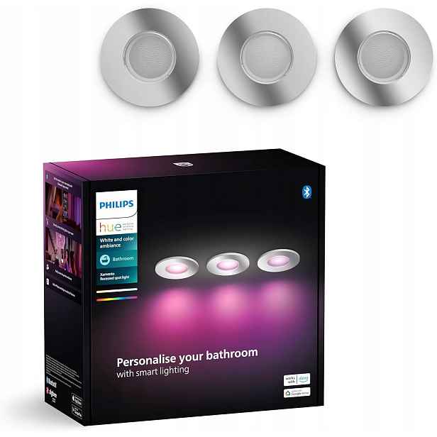 Podomítkové Led svítidlo Philips Hue Xamento IP44 Koupelnové Rgb Smart 3 ks