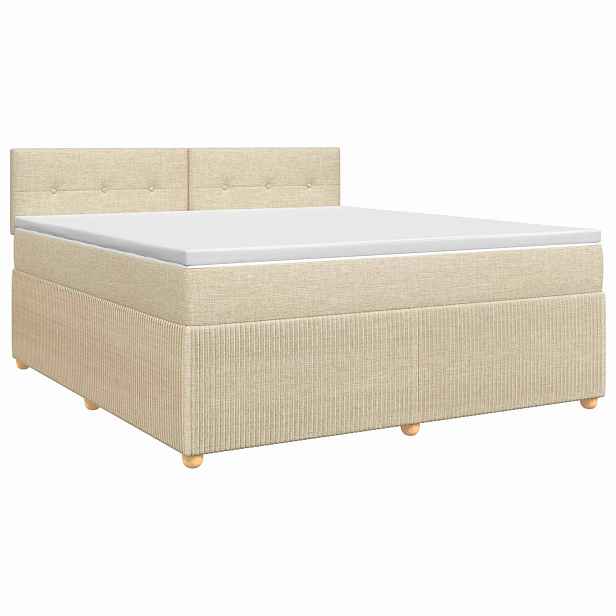 vidaXL Postel boxspring s matrací s čelo Krémová 160 x 200 cm Textil
