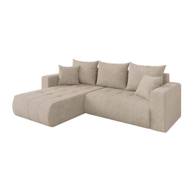 ALTDECOR ROHOVÁ SEDAČKA s funkcí spaní, otoman vlevo MILA-L 277x194x86 béžová velur