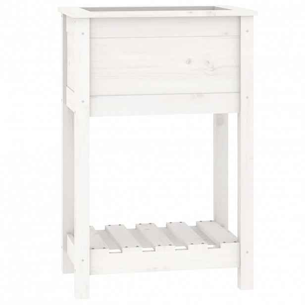vidaXL Truhlík s policí bílý 54 x 34,5 x 81 cm masivní borové dřevo
