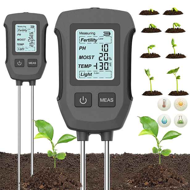 Měřič Ph Půdy Tester Vlhkosti Kyselinoměr 5V1 Zahradnický Pro Rostliny Lux