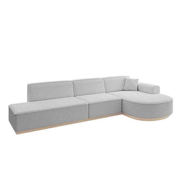 ALTDECOR ROHOVÁ SEDAČKA s otomanem, pravá ARRIO-L2 328x171x83 Světle šedá Buklé