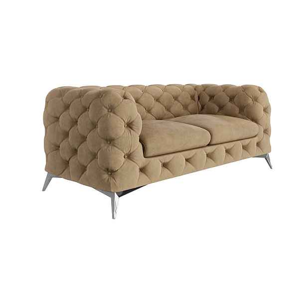 S-Style DVOUMÍSTNÁ POHOVKA CHESTERFIELD Laura z béžového sametu
