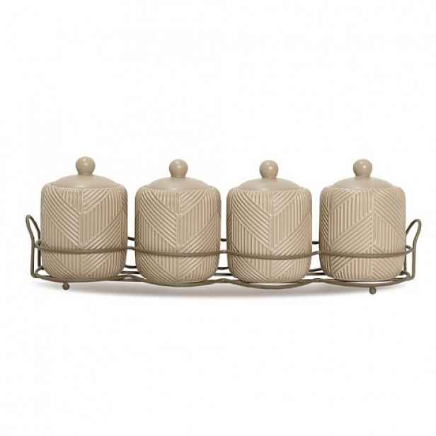 4 keramické nádoby na koření Geometry Beige Maestro MR-20004-04CS
