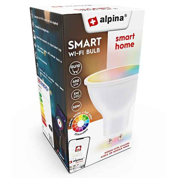 ALPINA Chytrá žárovka LED RGB WIFI bílá + barevná GU10 ED-225431