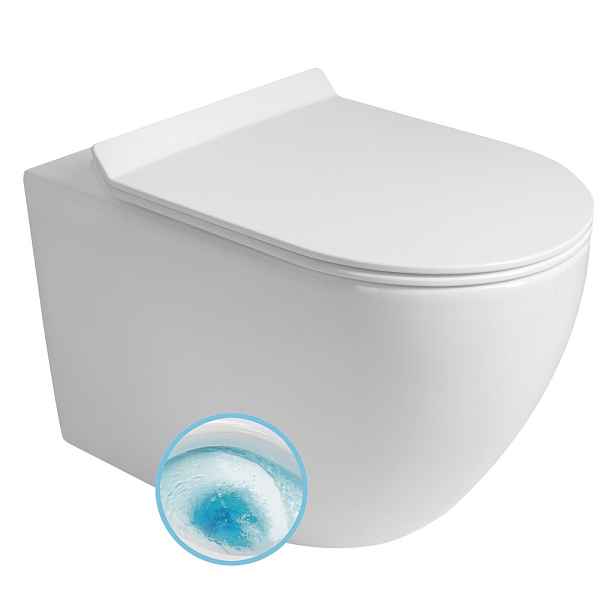 Aqualine CARLO závěsná WC mísa, Vortex Rimless, 36x53cm, bílá