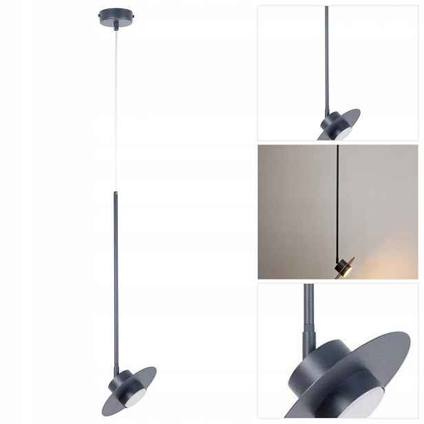 Šedá závěsná lampa Charlie S, nastavitelná форма do obývacího pokoje Sigma Lighting