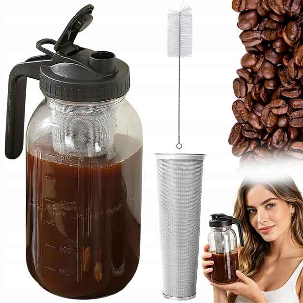 Sítko Na Čaj, Bylinky Kávovar Skleněný Džbán S Filtrem 1800 ml 1,8 l