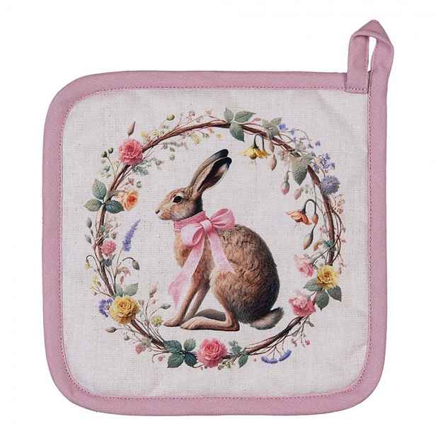 Chňapka - podložka zajíc s květy Easter Whispers Collection - 20*20 cm Clayre & Eef