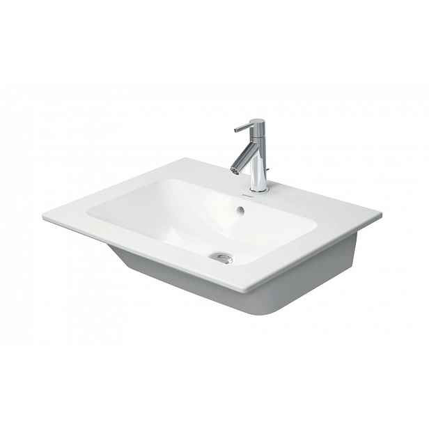 Duravit ME by Starck - Umyvadlo 63x49 cm, s přepadem, otvor pro baterii, DuraShield, matná bílá 233663AC00
