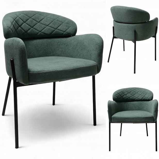 Křeslo Detroit Zelená Curio Moderní křeslo Obývací pokoj Glamour Kuchyně