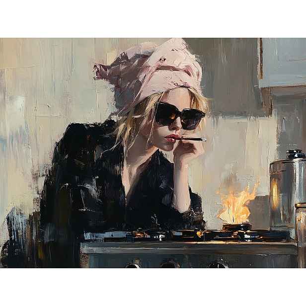 Plakát Žena Dívka Cigareta Brýle Portrét 100x75