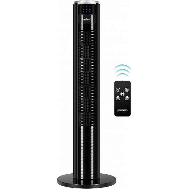 Podlahový sloupový ventilátor Tichý otočný s dálkovým ovládáním Černý 87 cm