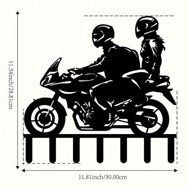TEMU 1 ks, Nástěnný držák na klíče a kabáty pro páry s motorkou, multifunkční věšák na oblečení a klíče, dekorativní nástěnný háček do obývacího