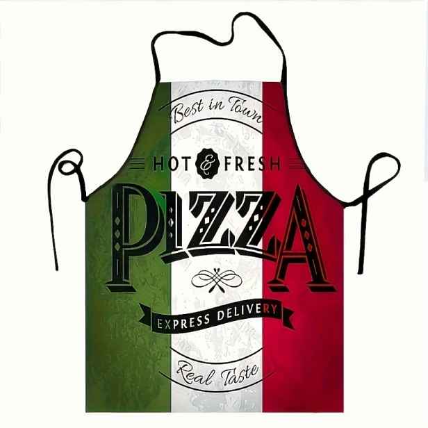TEMU 1 ks Retro Kreativní Zástěra na Pizzu, Italská Vlajka Barevná Kombinace , Unisex Potištěná Zástěra, Kuchařská Zástěra, Vhodná pro Kuchyňské