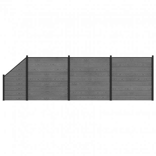 vidaXL Sada plotů 619 x 186 cm WPC a hliník Šedá