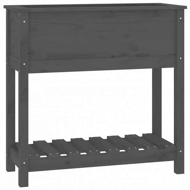 vidaXL Truhlík s policí šedý 82,5 x 34,5 x 81 cm masivní borové dřevo