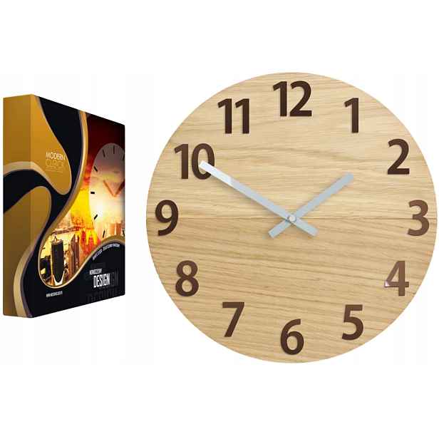 Nástěnné hodiny Dřevěné Dubové Akrylové Amadeus Wood Copper Kulatý