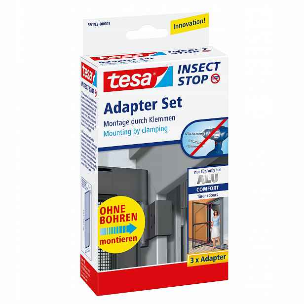 Tesa Alu Adapter svorka pro moskytiéru Montáž dveřních rámů černá 3ks