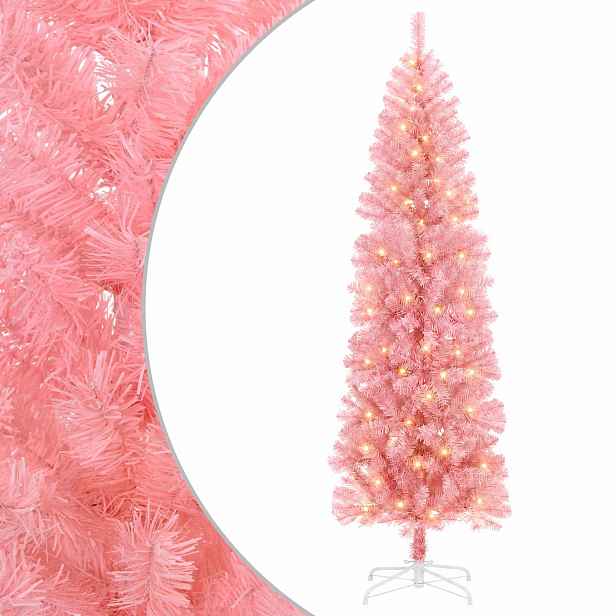 vidaXL Umělý štíhlý vánoční strom 180 cm 300 LED Teplá bílá PVC a kov