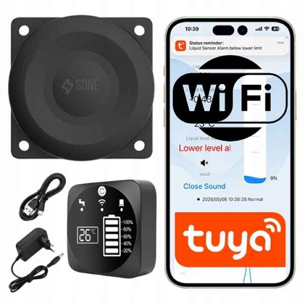 WiFi snímač hladiny kapaliny Tuya 0-5 m LCD RF433 pro naplnění nádržky na vodu