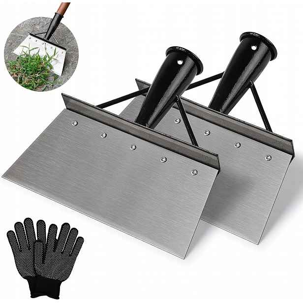 2x zahradní lopata 21 cm rukavice Ocel na plevel