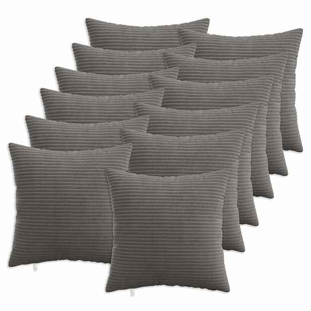 vidaXL Povlak na polštář 12 pcs HEERLEN Tmavě šedá 40 x 40 cm manšestr