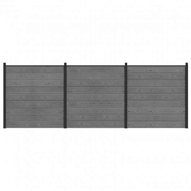 vidaXL Sada plotů 526 x 186 cm WPC a hliník Šedá
