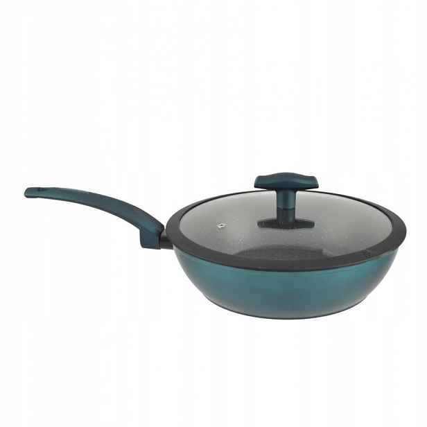 Wok hliníková pánev s nepřilnavým povrchem a poklicí 28 cm