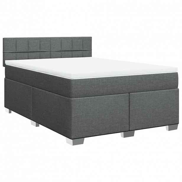 vidaXL Box spring postel s matrací tmavě šedá 140x200 cm textil
