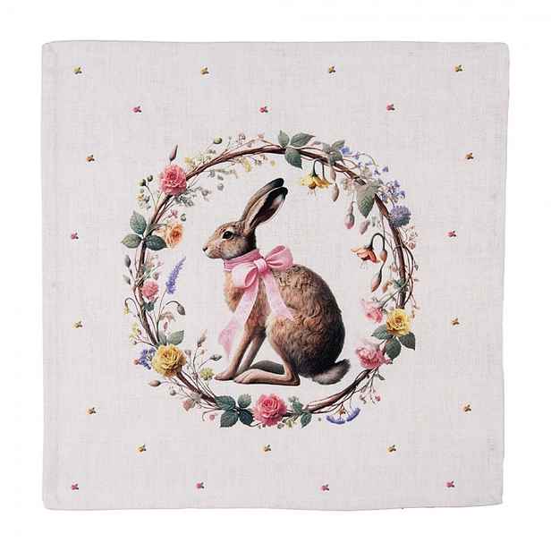 6ks ubrousek zajíc s květy Easter Whispers Collection - 40*40 cm Clayre & Eef