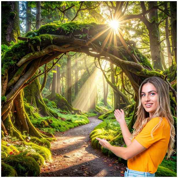 Fototapeta 3D Tunel Chodba Les Stromy Slunce 392x280 TUN30W