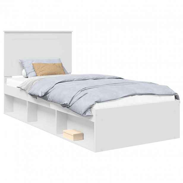 vidaXL Rám postele s čelo Bílá 90 x 190 cm Masivní borové dřevo
