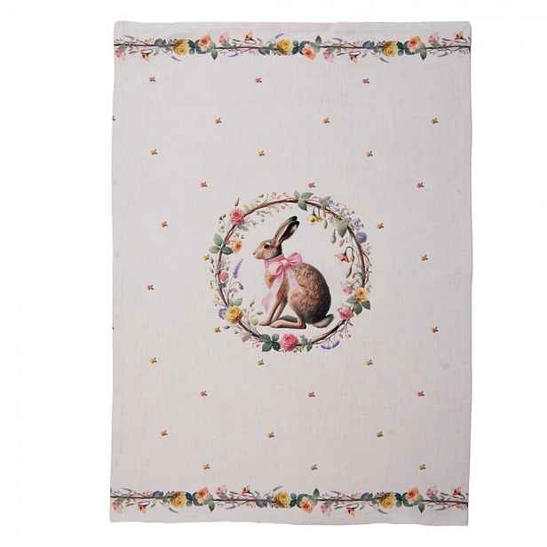 Utěrka zajíc s květy Easter Whispers Collection - 50*70 cm Clayre & Eef