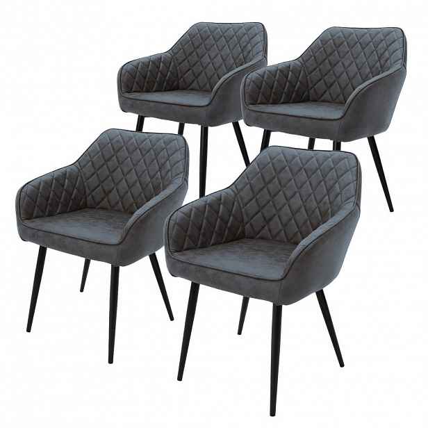 ML-DESIGN JÍDELNÍ ŽIDLE, sada 4 ks, antracitová umělá kůže