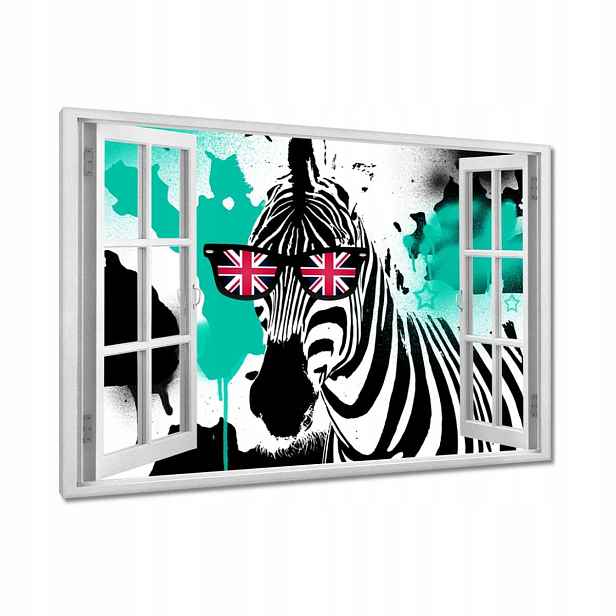 Obrazy 120x80 Mátová Zebra Punk Star