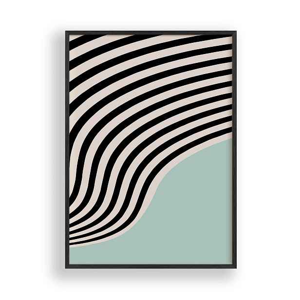 Obraz Bauhaus Abstraktní linie Plakát Rámeček Dřevěný Černý 30x42 cm